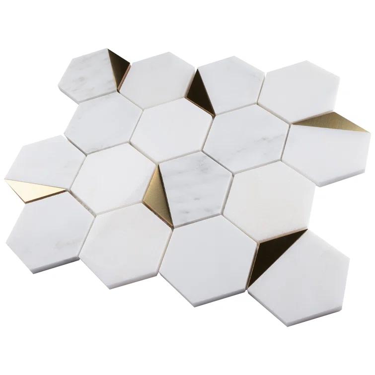Natural Bianco 3" x 3" Marble Honeycomb Mosaic Wall Tile