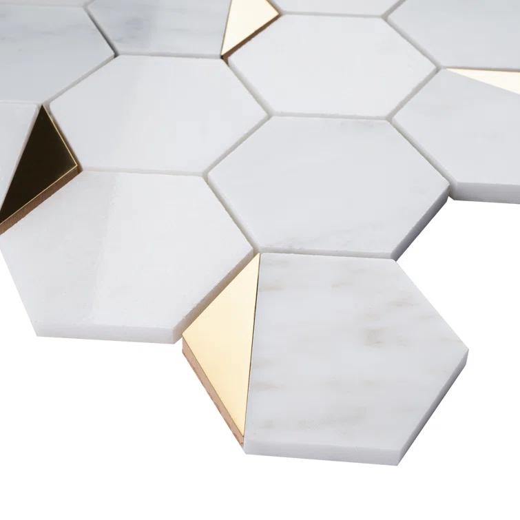 Natural Bianco 3" x 3" Marble Honeycomb Mosaic Wall Tile