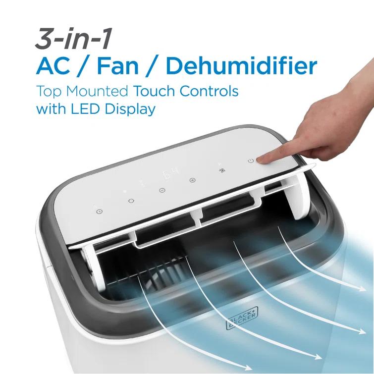 BPP Series BLACK+DECKER 10,000 BTU Portable Air Conditioner with Remote Control, White