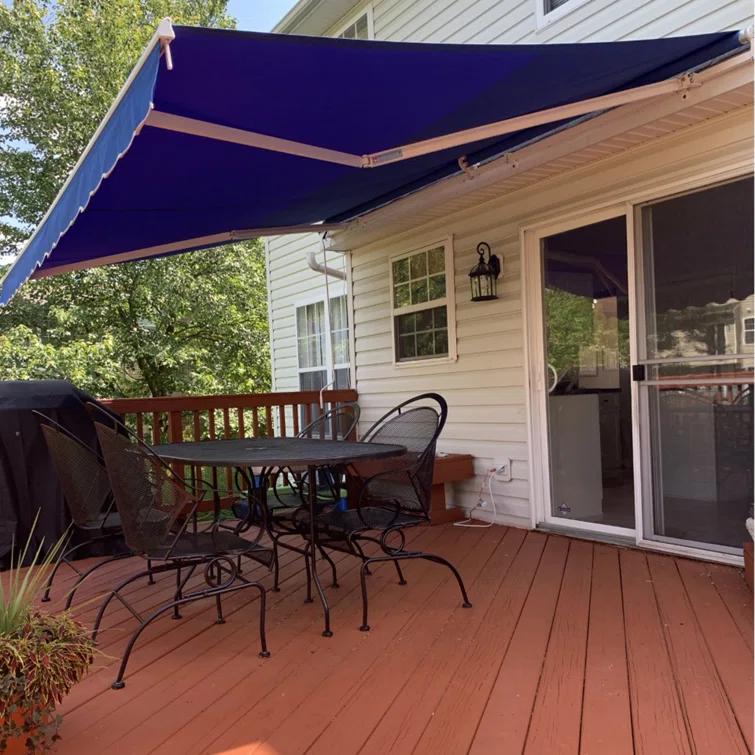 Motorized Retractable White Frame Patio Awning