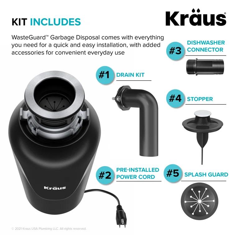 KRAUS 32-in. Bellucci Workstation Composite Kitchen Sink with WasteGuard™ Garbage Disposal