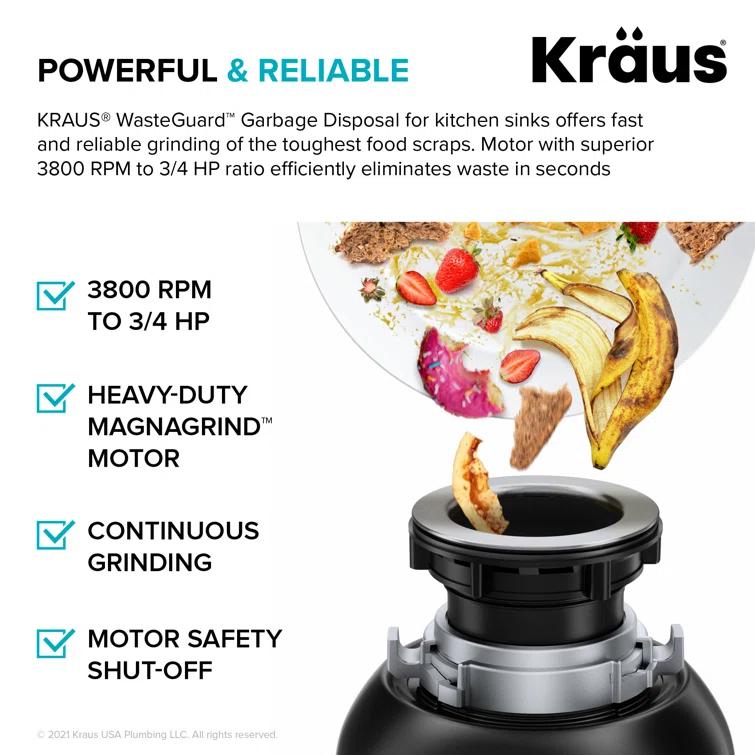 KRAUS 32-in. Bellucci Workstation Composite Kitchen Sink with WasteGuard™ Garbage Disposal