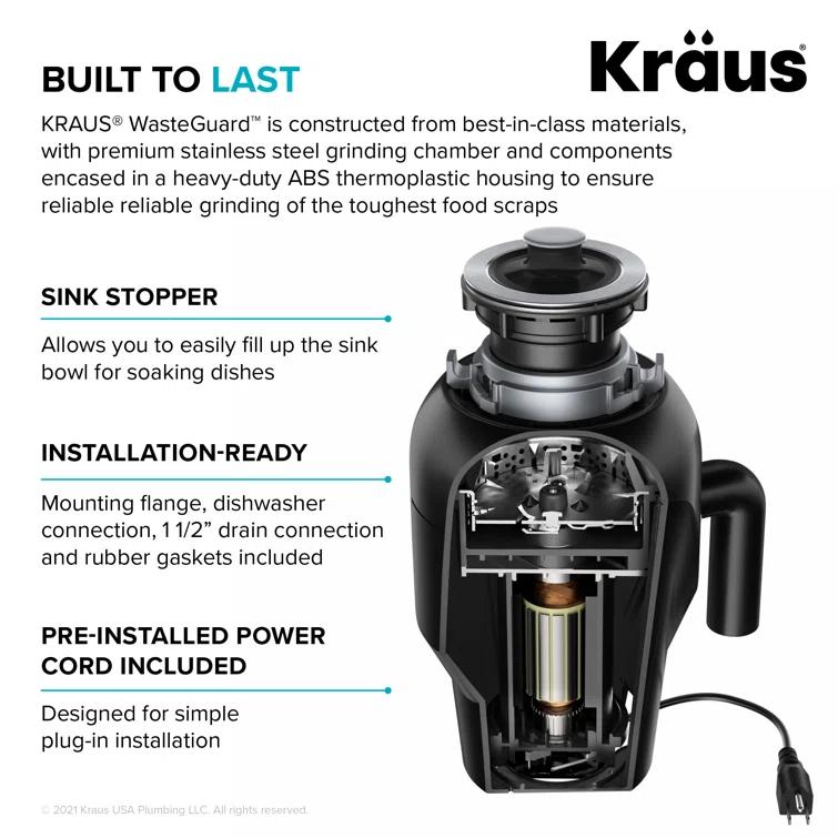 KRAUS 32-in. Bellucci Workstation Composite Kitchen Sink with WasteGuard™ Garbage Disposal