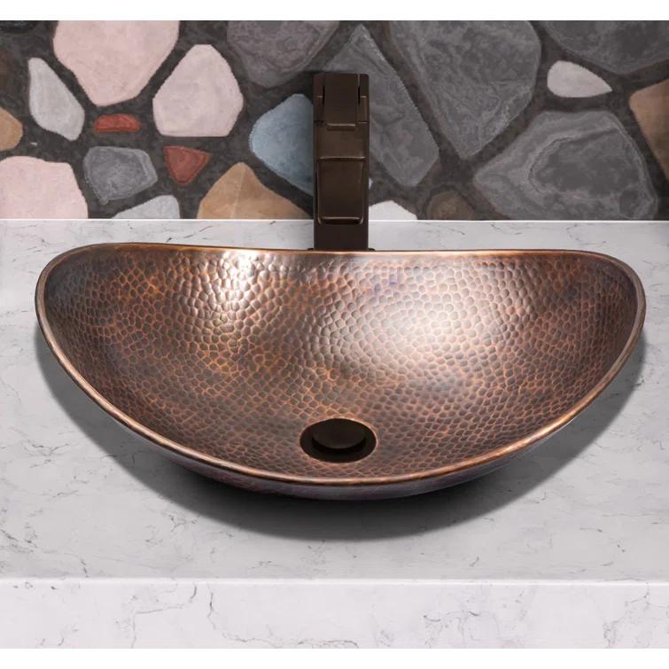 Pure Copper Hand Hammered Harbor Bathroom Vessel Sink 19"