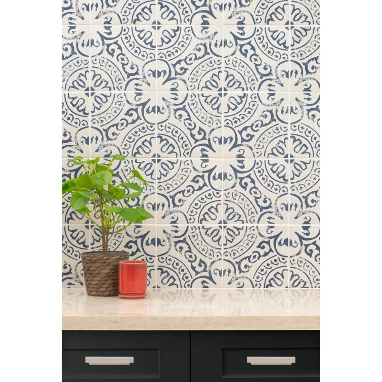 Ackland Amara 8" x 8" Encaustic Look Matte Porcelain Floor & Wall Tile