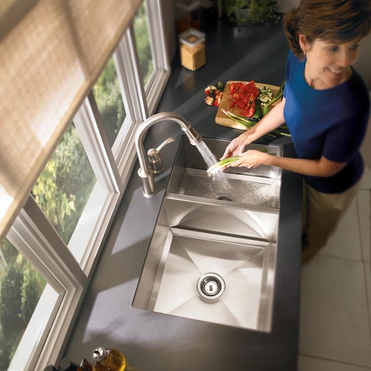 Prep 1600 Series Stainless Steel Undermount 34" x 20" Double Bowl Kitchen Sink