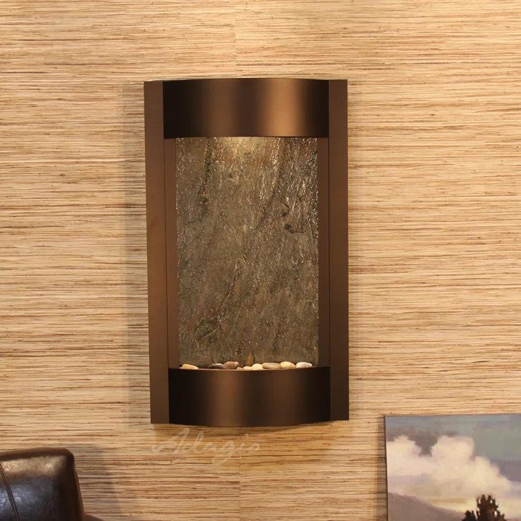 Adagio Fountains Serene Waters Natural Stone/Metal Wall Fountain with Light & Reviews | Wayfair