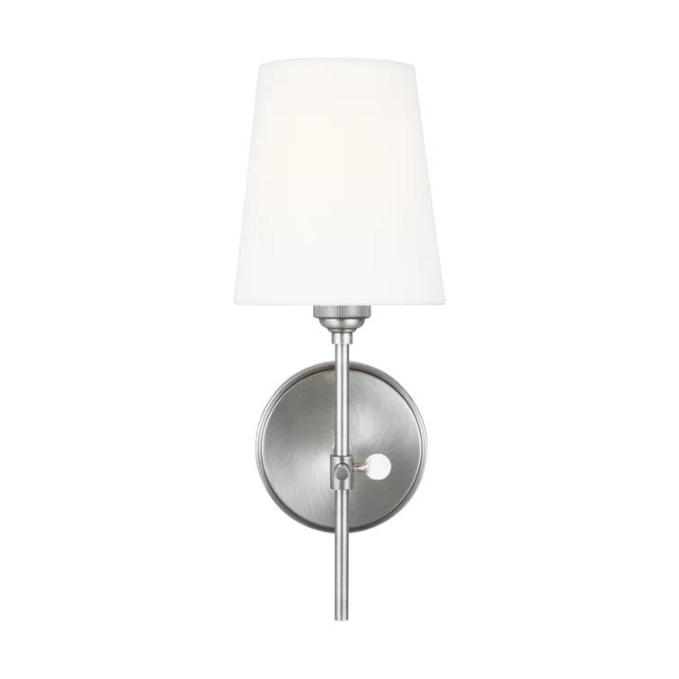 Baker 5.5 in. 1-Light Midnight Black Wall Sconce With White Linen Fabric Shade