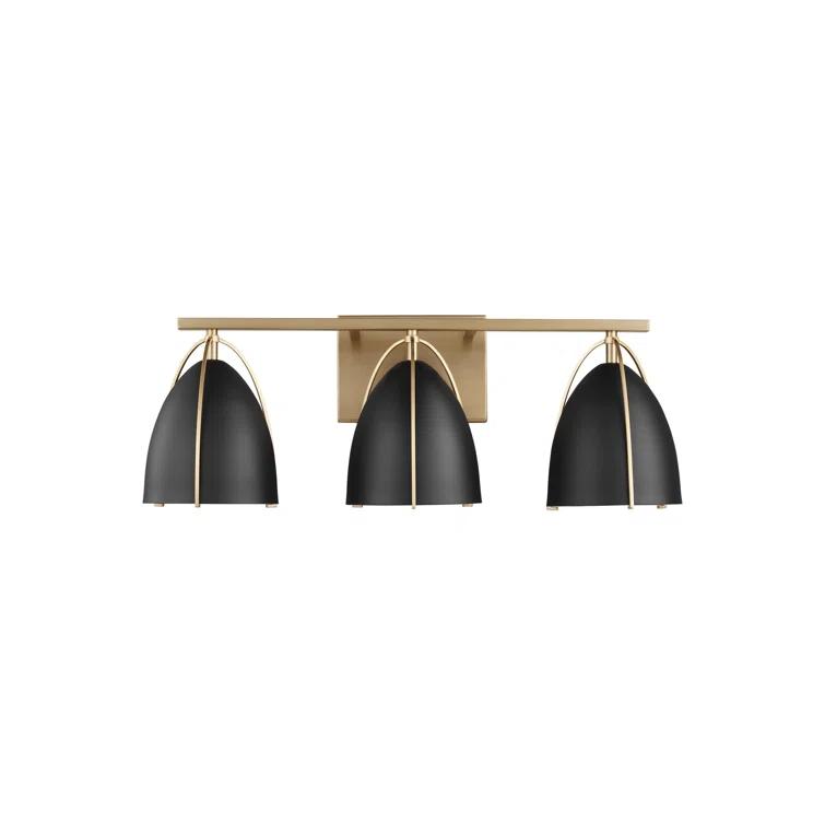 Norman 24.25" Satin Brass Vanity Light with Midnight Black Steel Shades