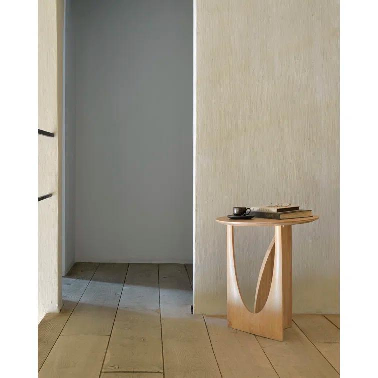 Natural Oak Geometric Round Wood End Table