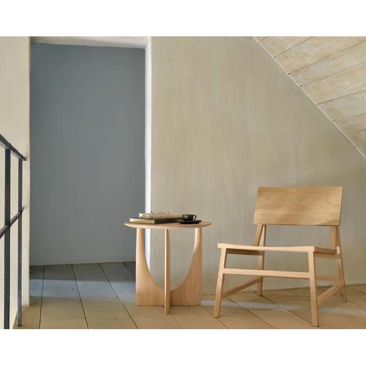 Natural Oak Geometric Round Wood End Table