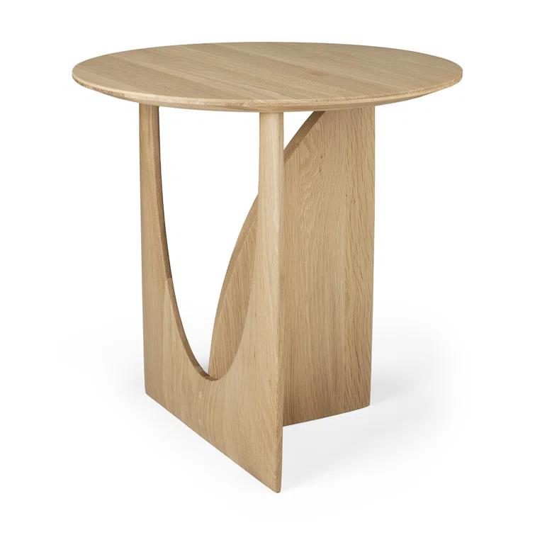 Natural Oak Geometric Round Wood End Table