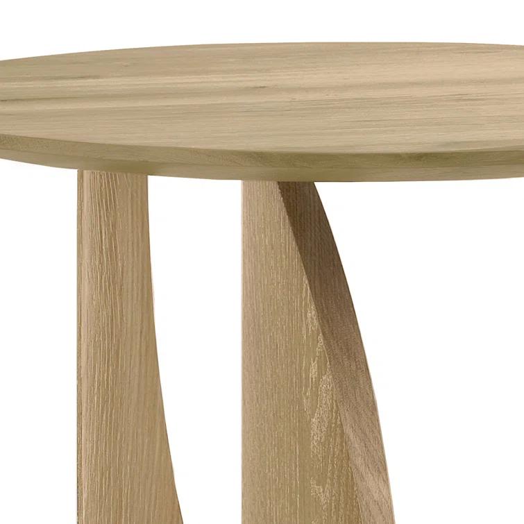 Natural Oak Geometric Round Wood End Table