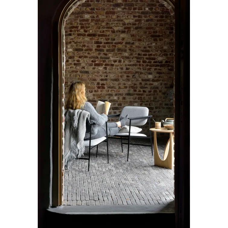 Natural Oak Geometric Round Wood End Table