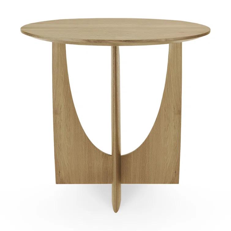 Natural Oak Geometric Round Wood End Table