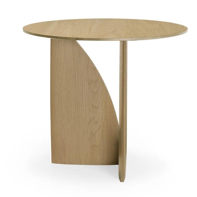 Natural Oak Geometric Round Wood End Table