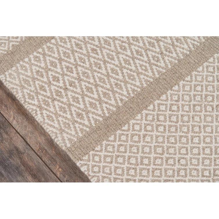 Momeni  Mesa Hand Woven Wool Contemporary Striped Area Rug Beige 3'6" x 5'6" 4' x 6' Accent, Indoor