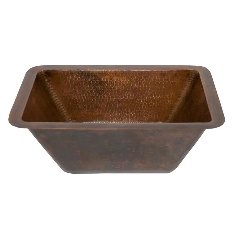 17" Rectangle Hammered Copper Bathroom Sink