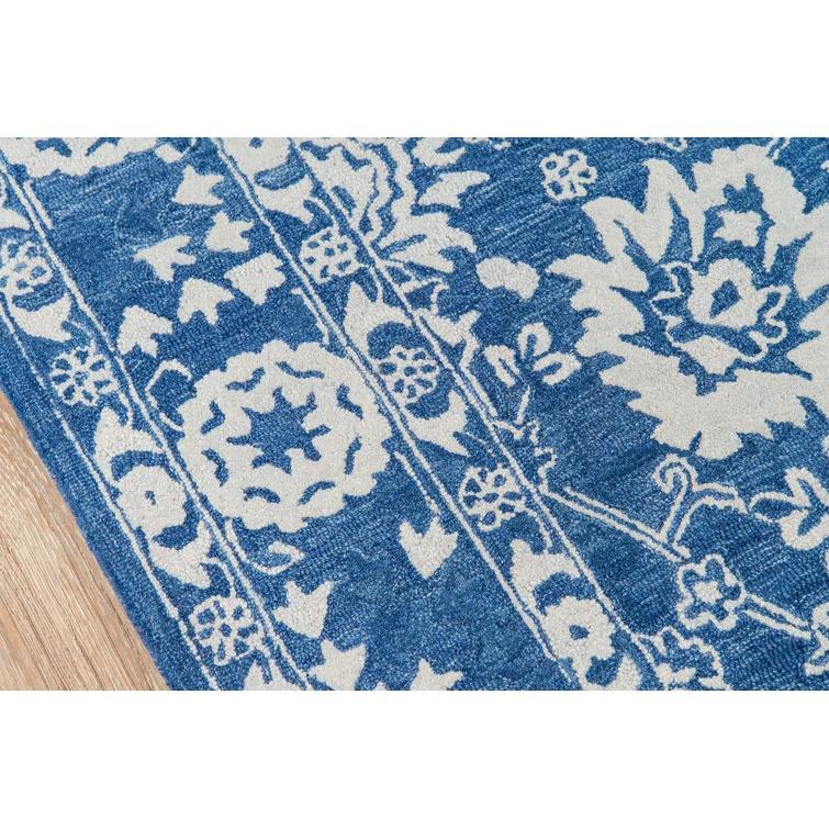 Cece Oriental Handmade Tufted Wool Blue/White Area Rug