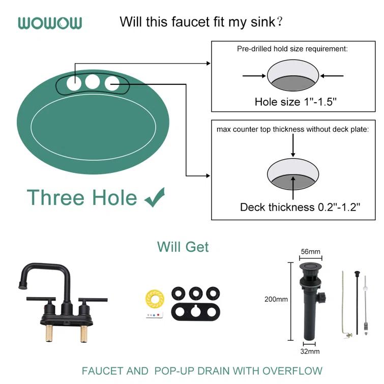 Centerset 2-handle Bathroom Faucet with Drain Assembly
