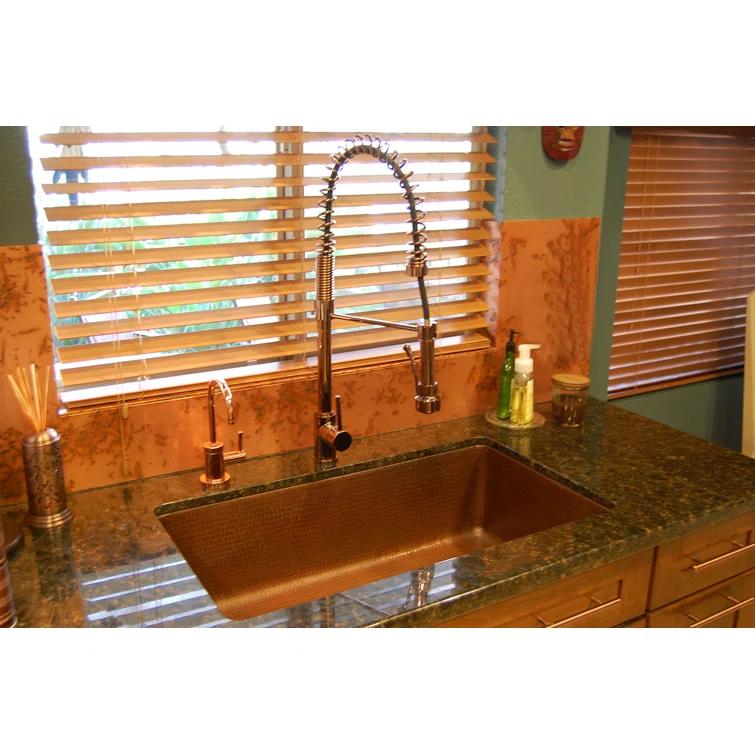 33" Hammered Antique Copper Single Basin Kitchen Sink