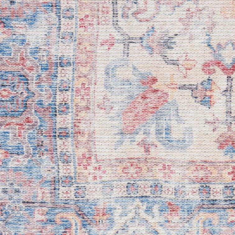 Machine Washable Oriental Blue/Red Area Rug