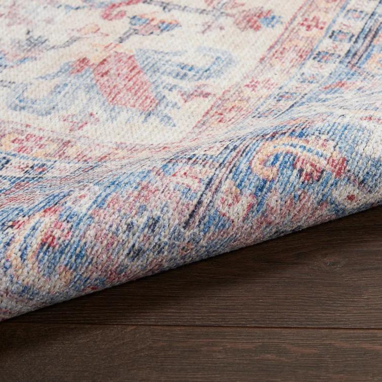 Machine Washable Oriental Blue/Red Area Rug