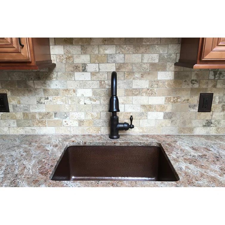 Premier Copper Products KSDB25199 25" Hammered Copper Single Basin Kitchen Sink