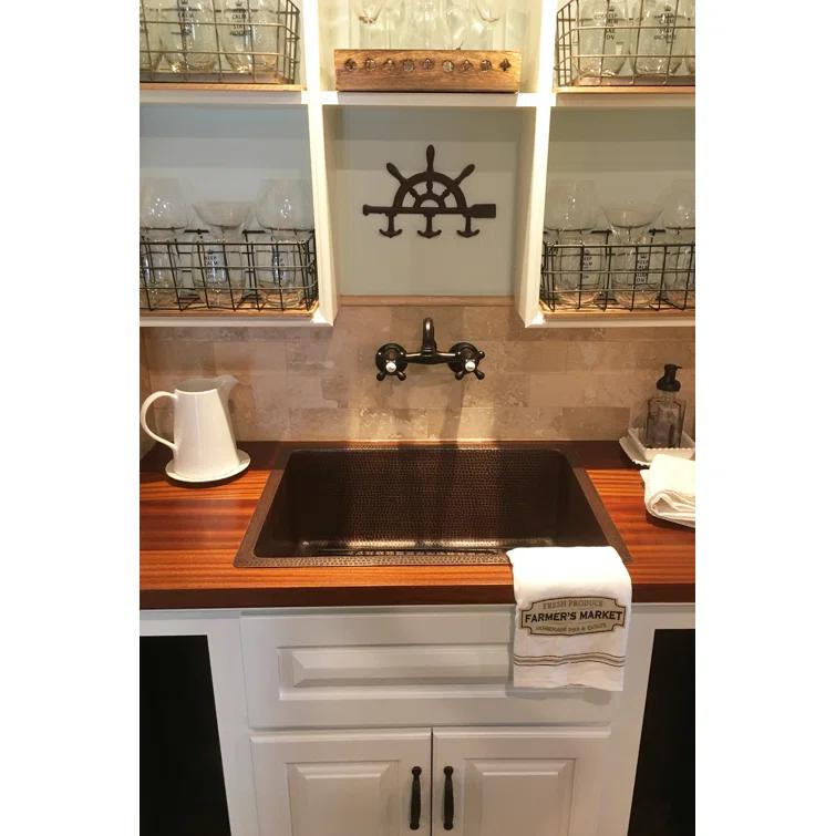 Premier Copper Products KSDB25199 25" Hammered Copper Single Basin Kitchen Sink