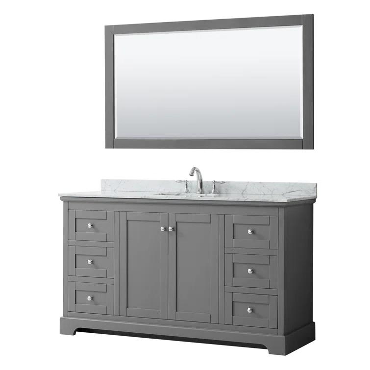 Wyndham Collection Avery 60'' Single Bathroom Vanity with Stone Top with Mirror
