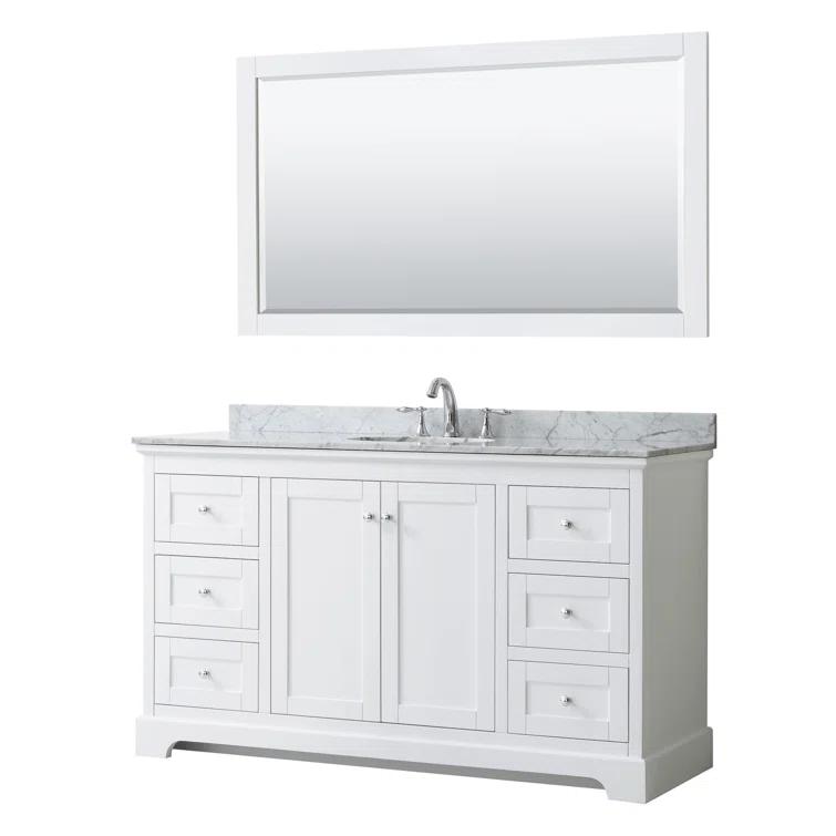 Wyndham Collection Avery 60'' Single Bathroom Vanity with Stone Top with Mirror