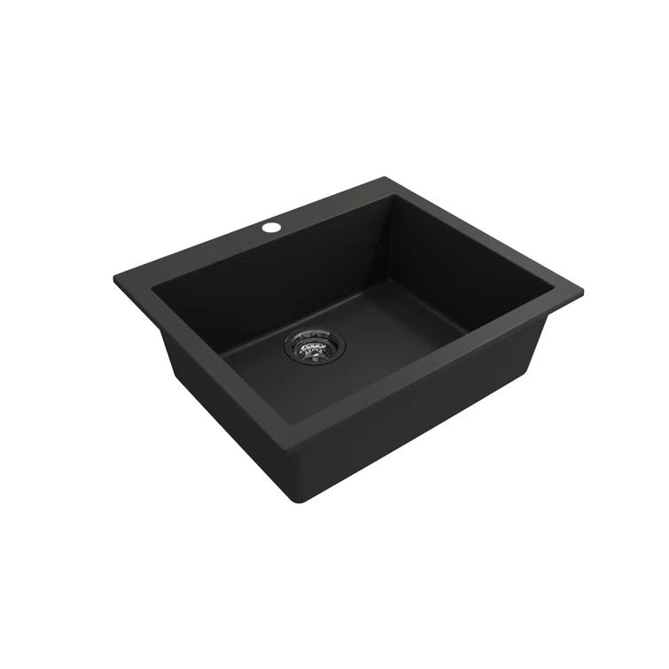 Campino 24'' L Single Bowl Granite Kitchen Sink