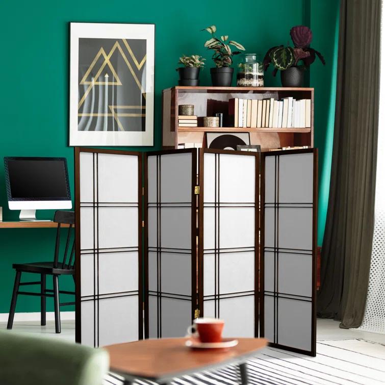 4 ft. Short Double Cross Shoji Screen - Walnut - 4 Panels