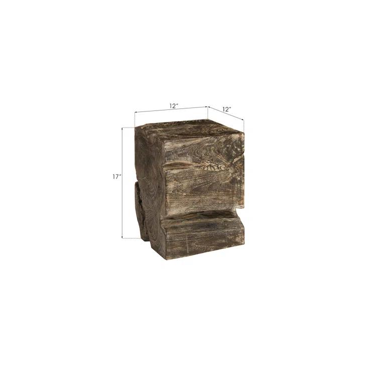 Phillips Collection Black Wash Solid Wood Accent Stool