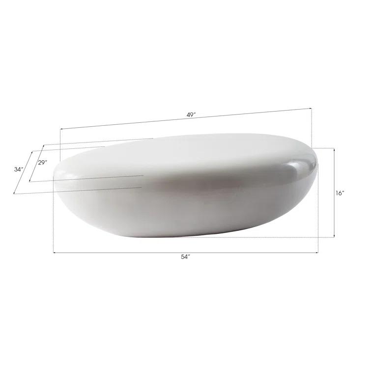 Phillips Collection Gel Coat White River Stone Solid Coffee Table