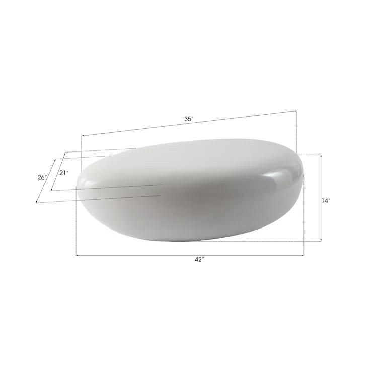 Phillips Collection Gel Coat White River Stone Solid Coffee Table