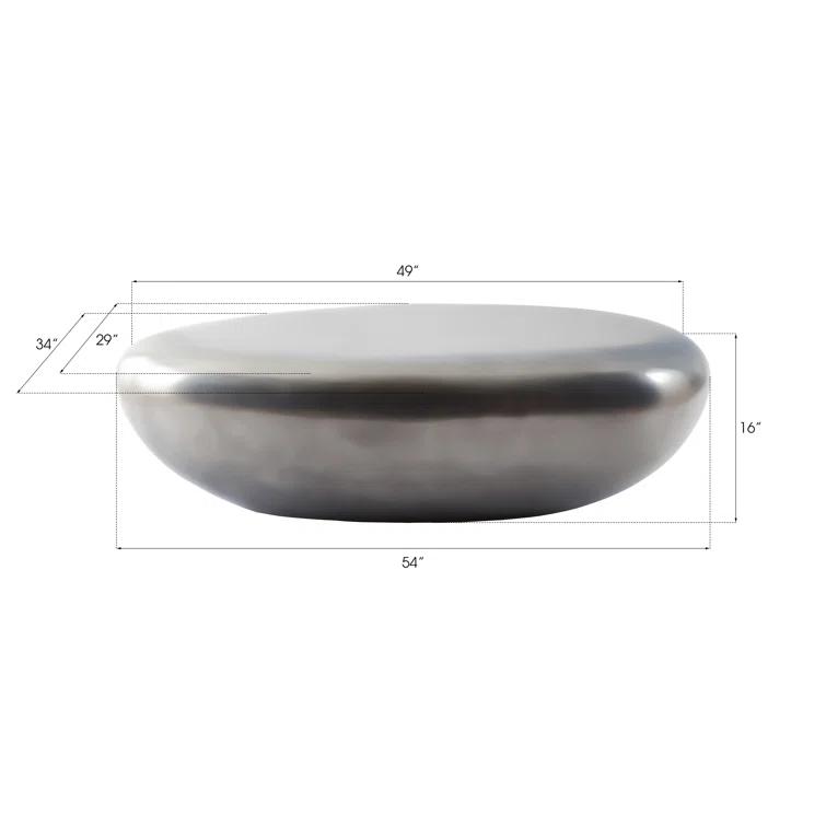 Polished Aluminum River Stone Solid Coffee Table