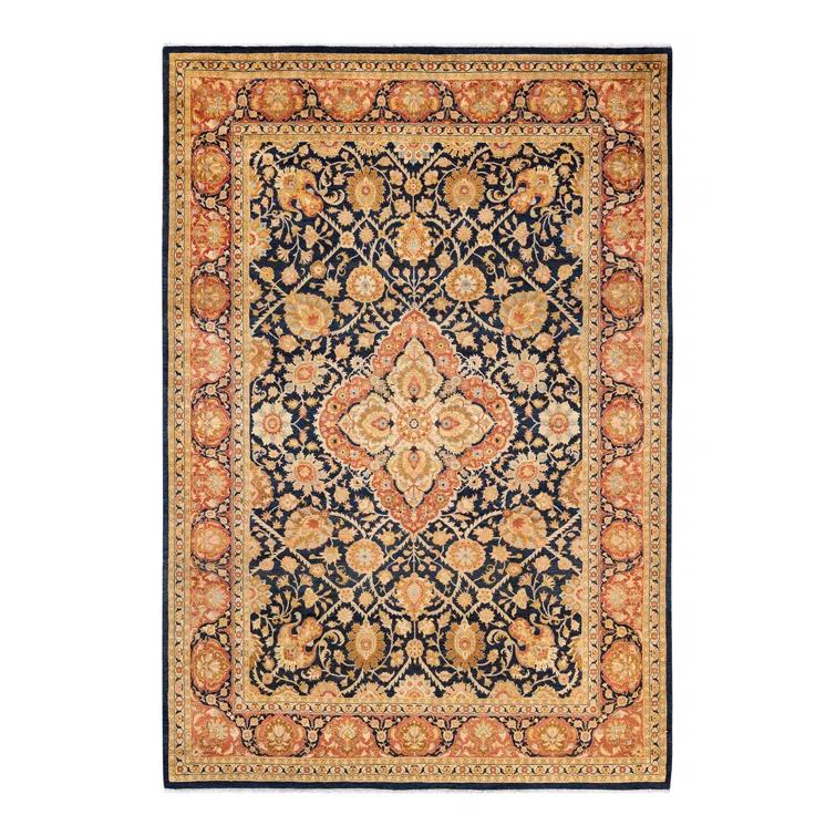 Solo Rugs Classic One-of-a-Kind Traditional Hand-Knotted Orange/Blue/Ivory Area Rug 6'1" x 9' & Reviews | Perigold