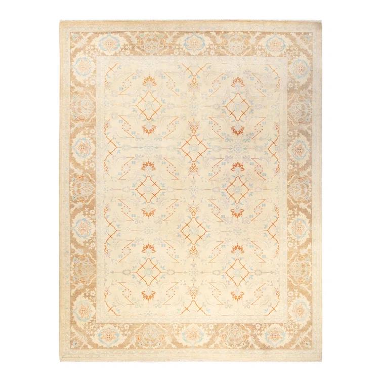 Isabelline Roselotte One-of-a-Kind 9' 1" X 11' 9" 2010s Wool Area Rug in Ivory