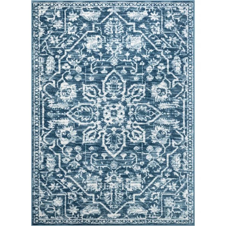 Dazzle Floral Vintage Bohemian Medallion Light Blue Rug