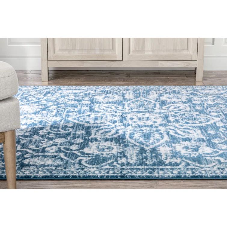 Dazzle Floral Vintage Bohemian Medallion Light Blue Rug
