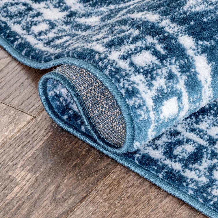 Dazzle Floral Vintage Bohemian Medallion Light Blue Rug