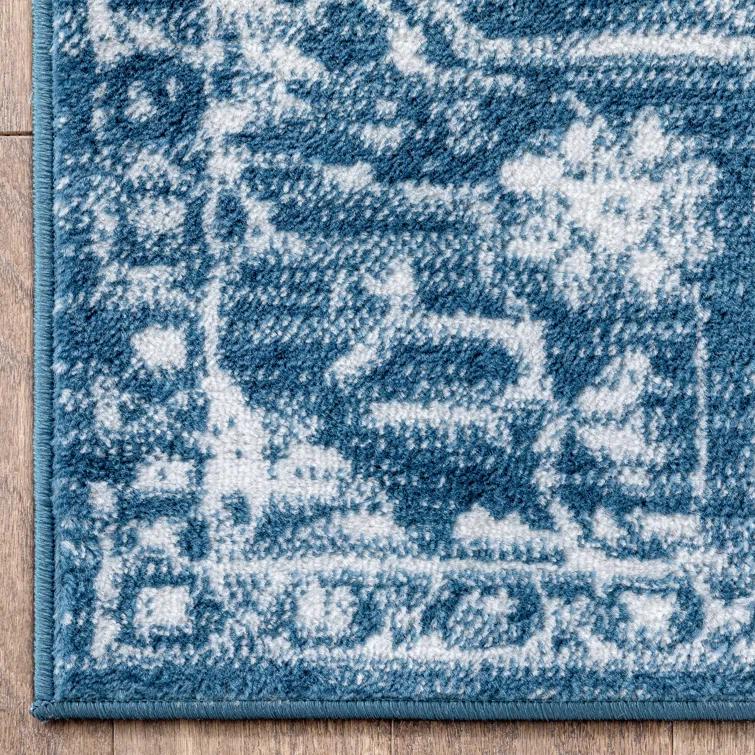 Dazzle Floral Vintage Bohemian Medallion Light Blue Rug