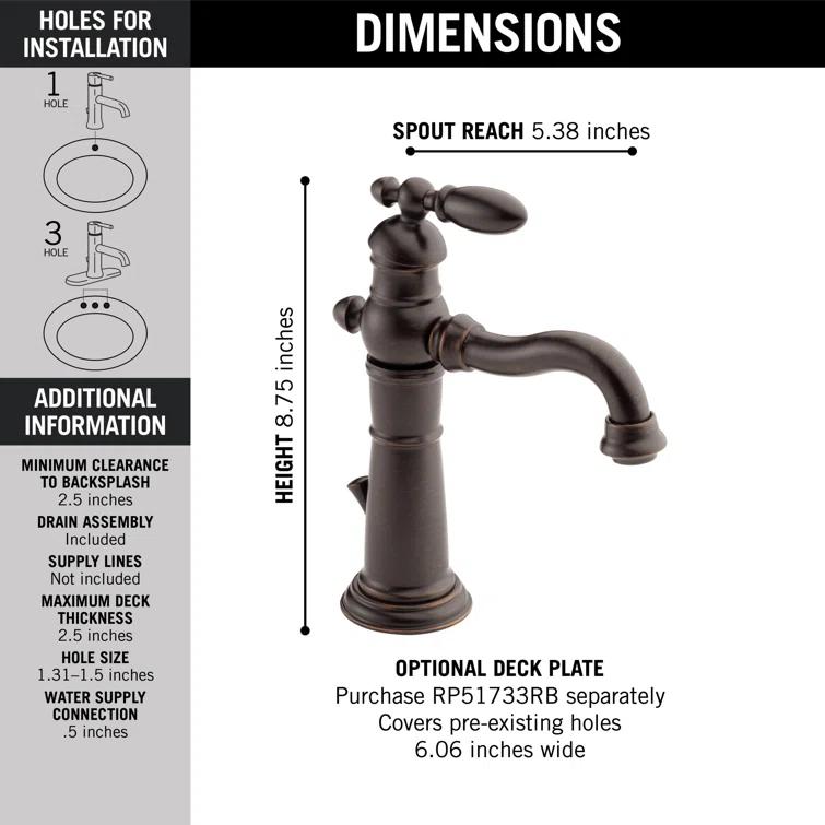 Victorian Single Hole Bathroom Faucet with Drain Assembly