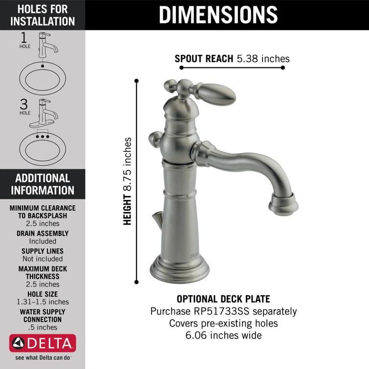 Victorian Single Hole Bathroom Faucet with Drain Assembly