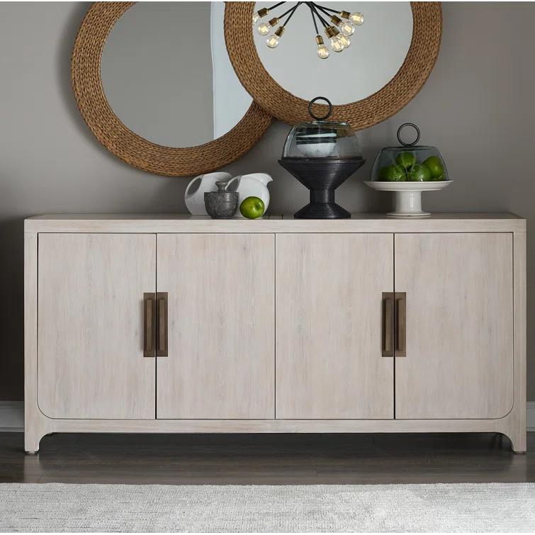 Universal Furniture 2-Shelf Farmhouse Wood Blair Credenza in Weathered White