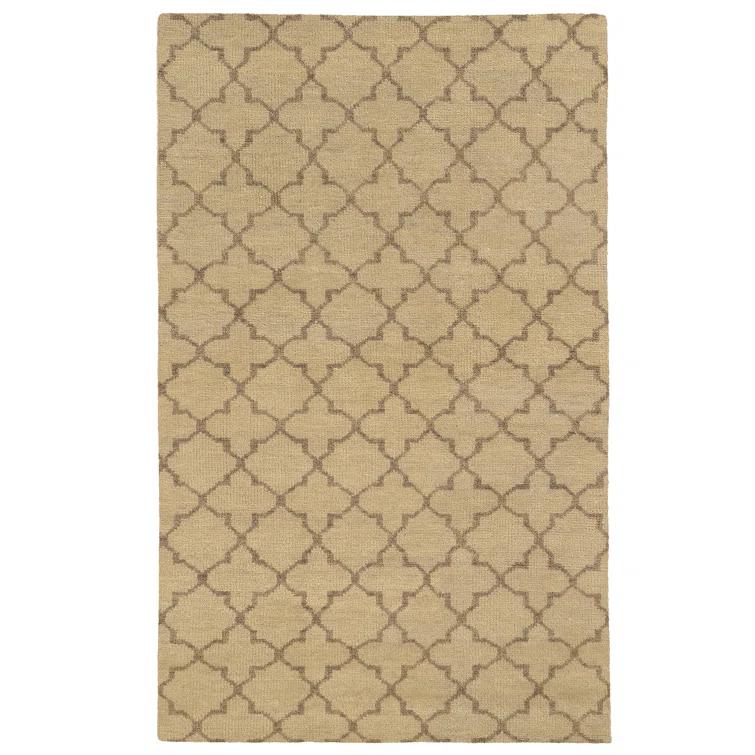 Maddox Geometric Hand-Knotted Wool Beige/Stone Area Rug
