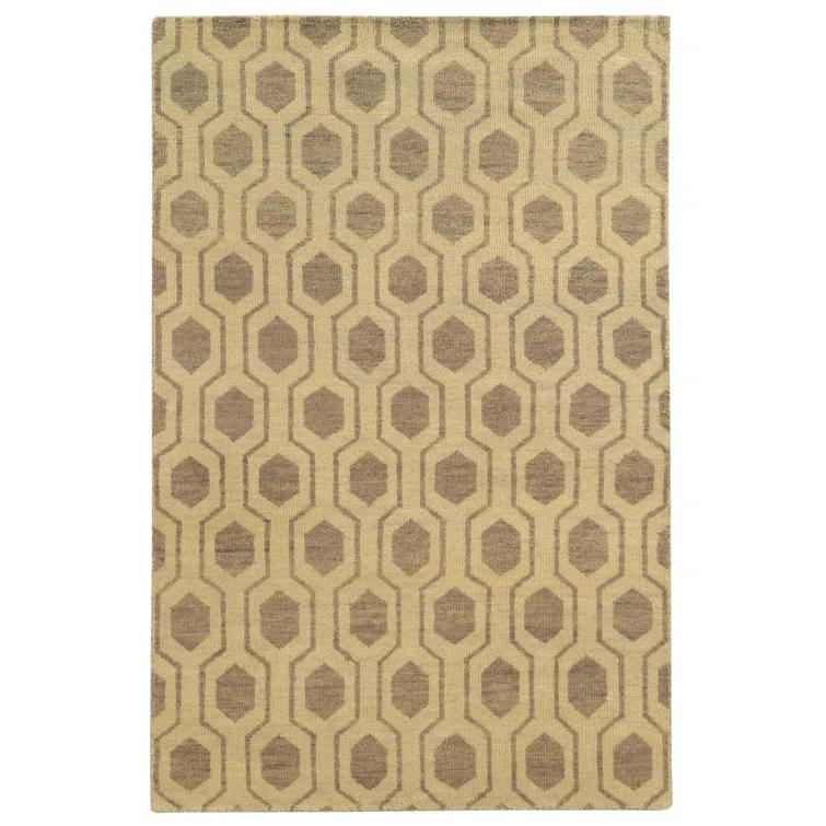 Maddox Geometric Hand-Knotted Wool Beige/Stone Area Rug