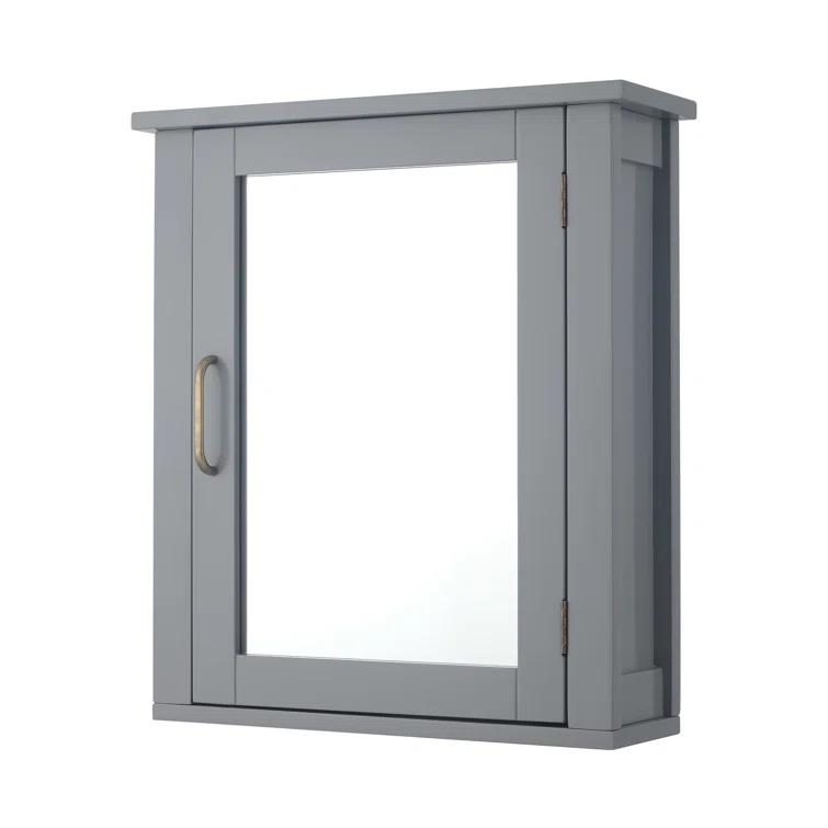 Greyleigh™ Church Strett Removable Wall Medicine Cabinet with Mirrored Door and Adjustable Shelf, Gray Modern Storage for Bathrooms