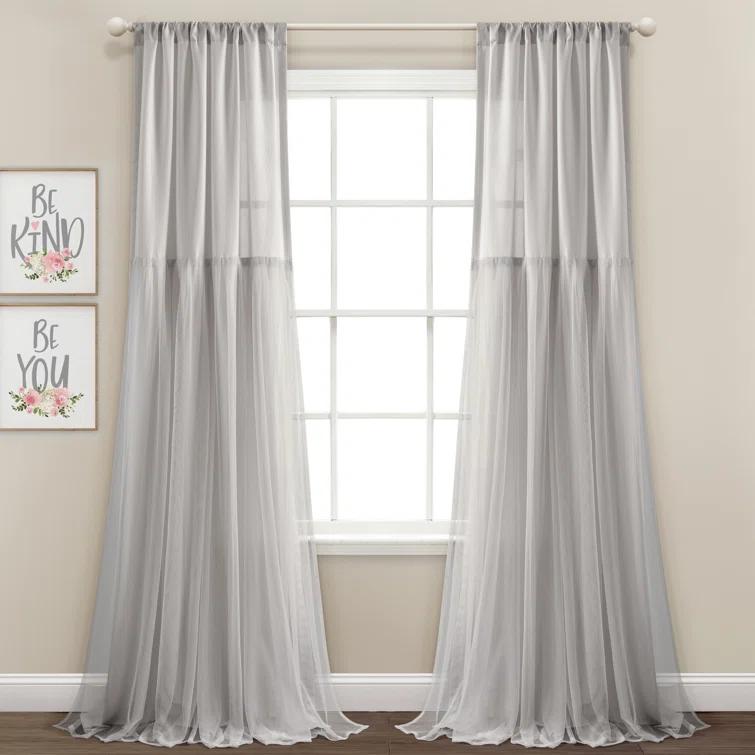 Lush Decor Polyester Semi Sheer Curtain Pair (Set of 2)